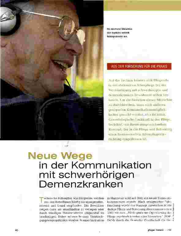 Vorschauseite 1: Neue Wege in der Kommunikation mit schwerhörigen Demenzkranken