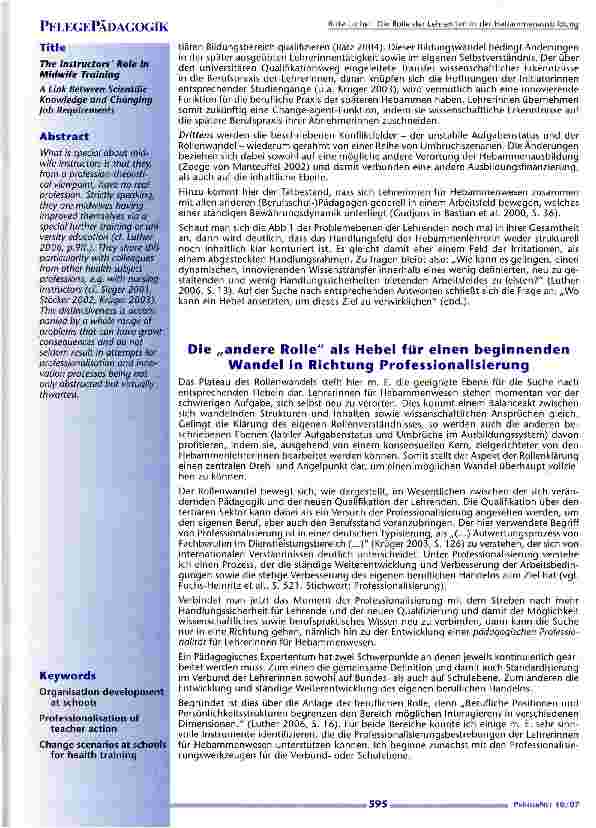 Vorschauseite 2: Die Rolle der Lehrenden in der Hebammenausbildung