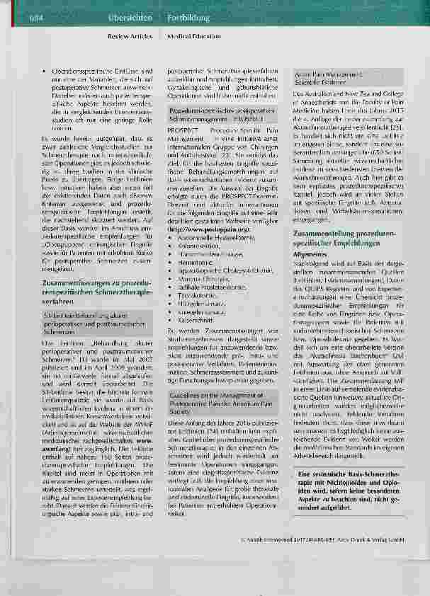 Vorschauseite 5: Schmerzintensität und -therapie nach operativen Eingriffen