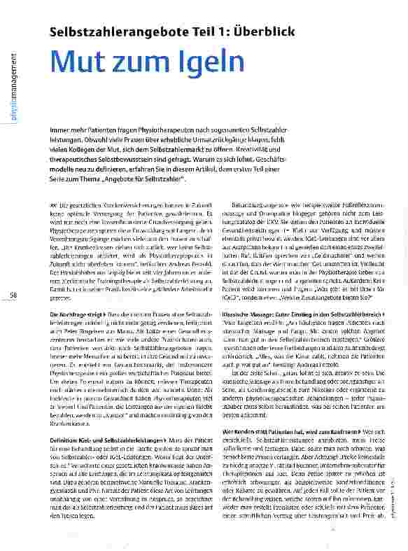Vorschauseite 1: Selbstzahlerangebote Teil 1: Überblick Mut zum Igeln