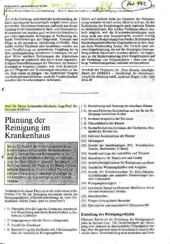 Vorschauseite 1: Planung der Reinigung im Krankenhaus