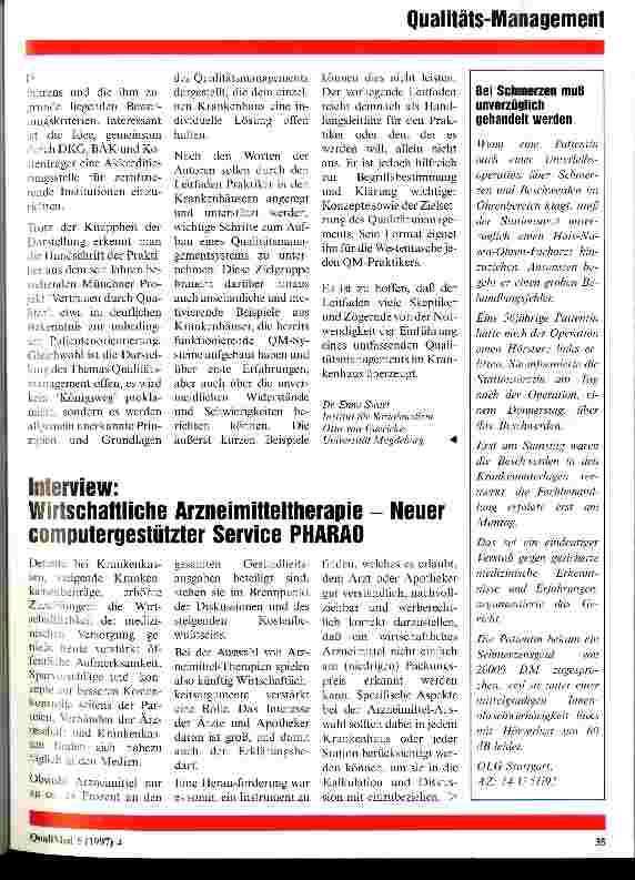 Vorschauseite 1: Interview: Wirtschaftliche Arzneimitteltherapie - Neuer computergestützter Service PHARAO