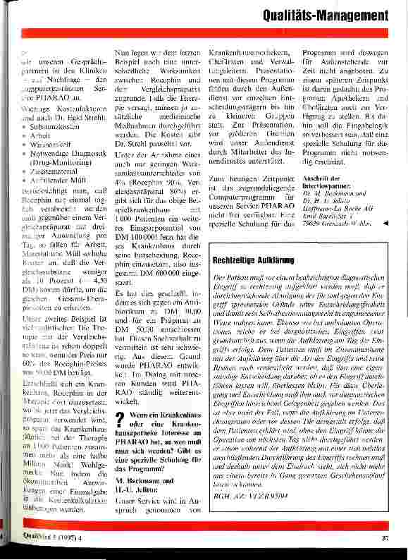 Vorschauseite 3: Interview: Wirtschaftliche Arzneimitteltherapie - Neuer computergestützter Service PHARAO