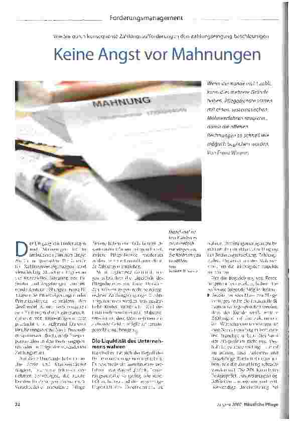 Vorschauseite 1: Keine Angst vor Mahnungen