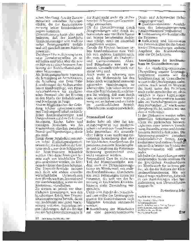 Vorschauseite 5: Kirchliches Krankenhaus im Wettbewerb Folgerungen für das kirchliche Krankenhaus aus der Sicht der Krankenhausverwaltung