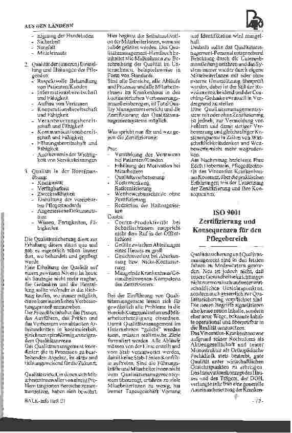 Vorschauseite 2: Total Quality Management-Zertifizierung Fortbildungstagung der ALK Baden-Württemberg e. V. am 24. und 25. April 1997 in Herrenberg