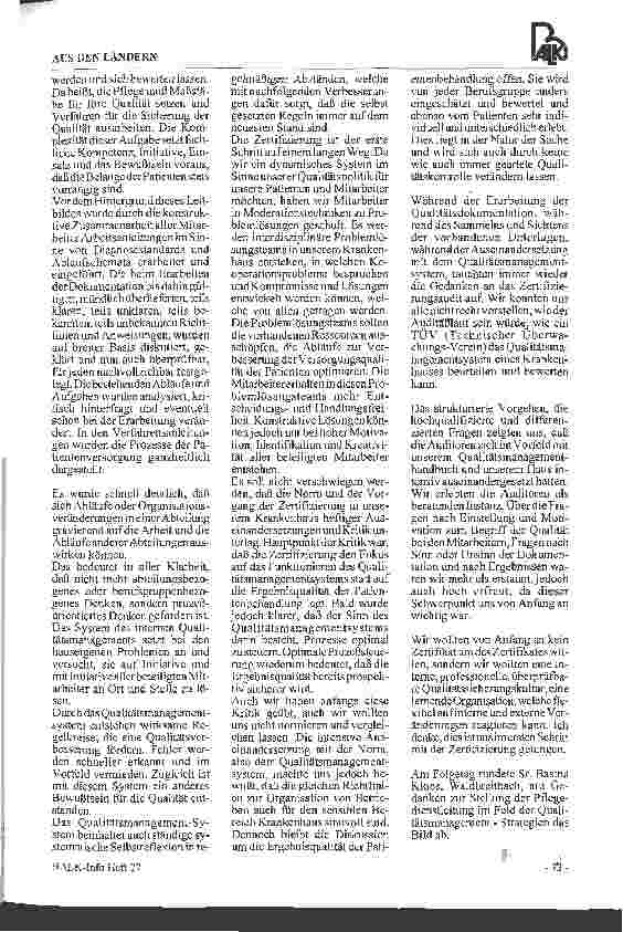 Vorschauseite 4: Total Quality Management-Zertifizierung Fortbildungstagung der ALK Baden-Württemberg e. V. am 24. und 25. April 1997 in Herrenberg