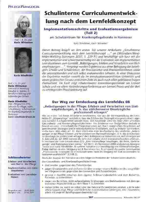 Vorschauseite 1: Schulinterne Curriculumentwicklung nach dem Lernfeldkonzept