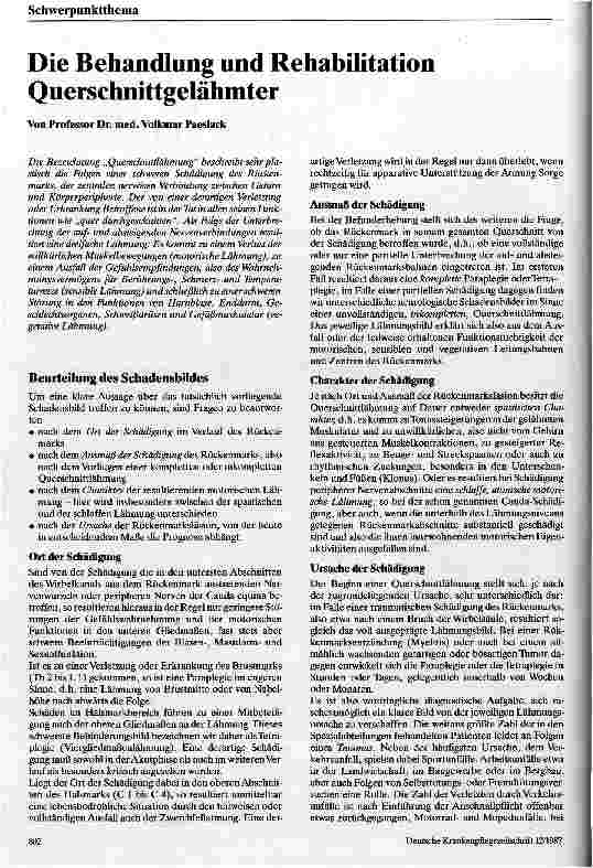 Vorschauseite 1: Die Behandlung und Rehabilitation Querschnittgelähmter