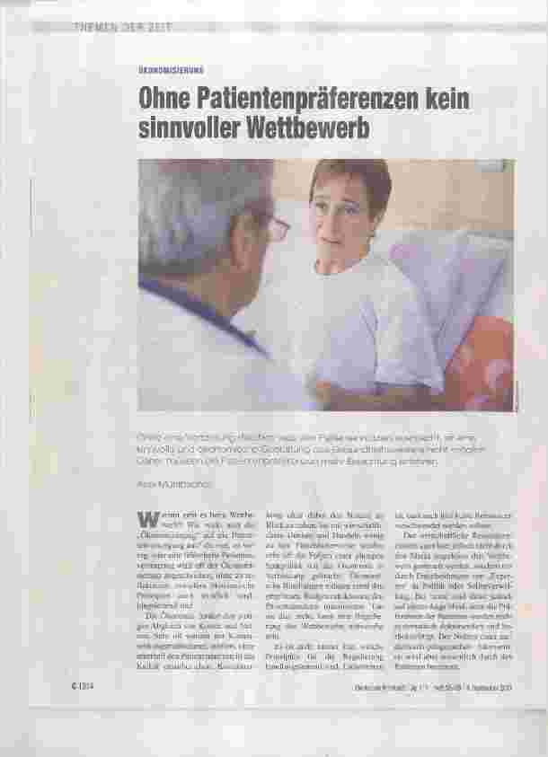Vorschauseite 1: Ohne Patientenpräferenzen kein sinnvoller Wettbewerb