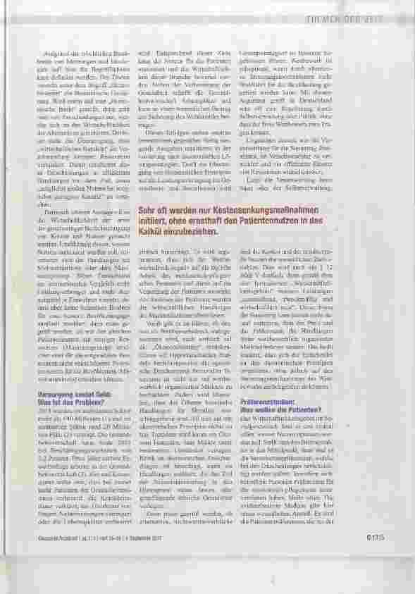 Vorschauseite 2: Ohne Patientenpräferenzen kein sinnvoller Wettbewerb