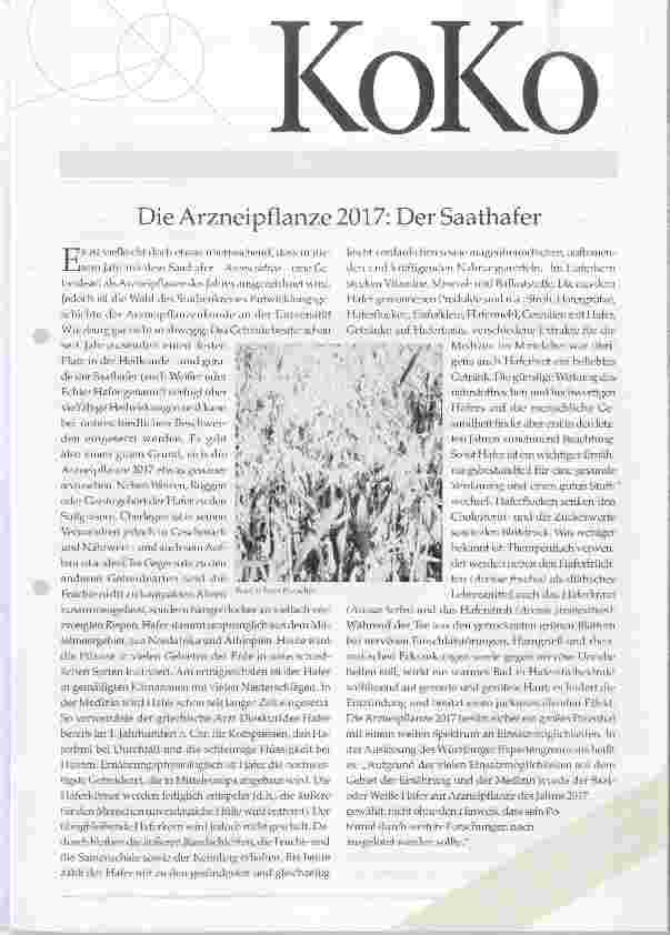 Vorschauseite 1: Die Arzneipflanze 2017: Der Saathafer