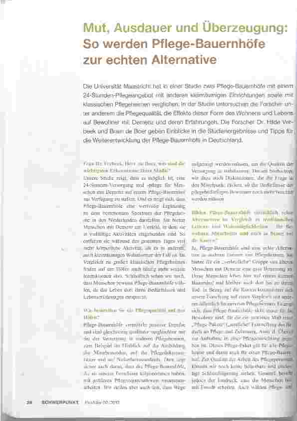 Vorschauseite 1: Mut, Ausdauer und Überzeugung: So werden Pflege-Bauernhöfe zur echten Alternative