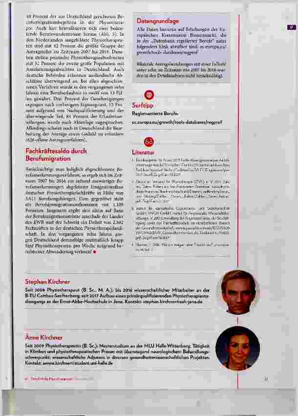 Vorschauseite 5: Deutsche Physiotherapeuten Europameister der Berufsemigration