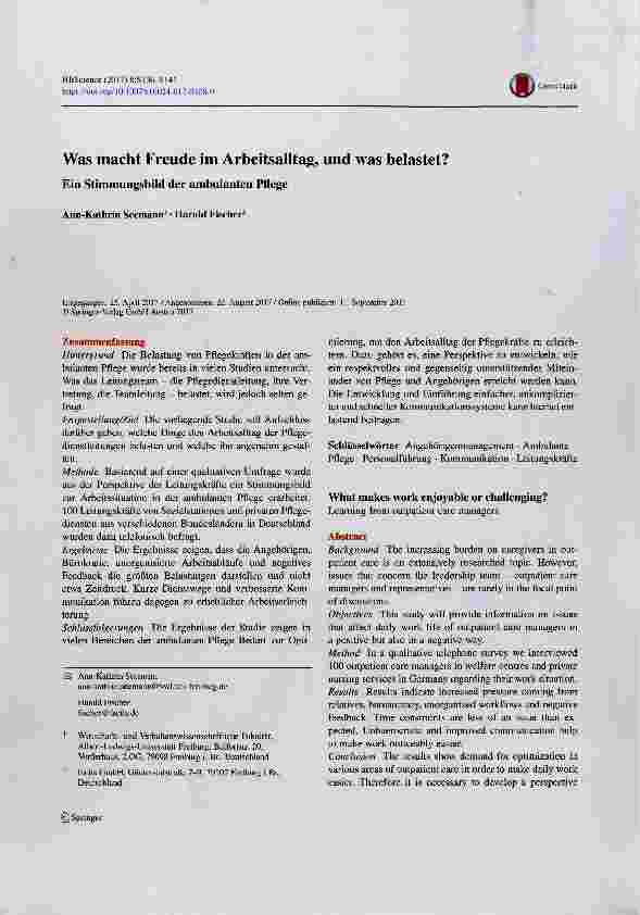 Vorschauseite 1: Was macht Freude im Arbeitsalltag, und was belastet?