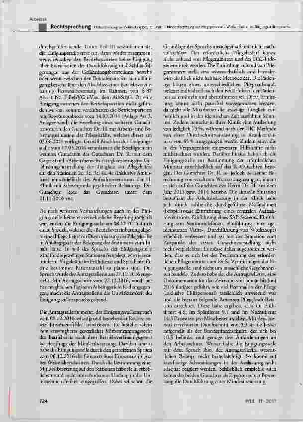 Vorschauseite 3: Mitbestimmung bei Gefährdungsbeurteilungen Mindestbesetzung mit Pflegepersonal Wirksamkeit eines Einigungsstellenspruchs