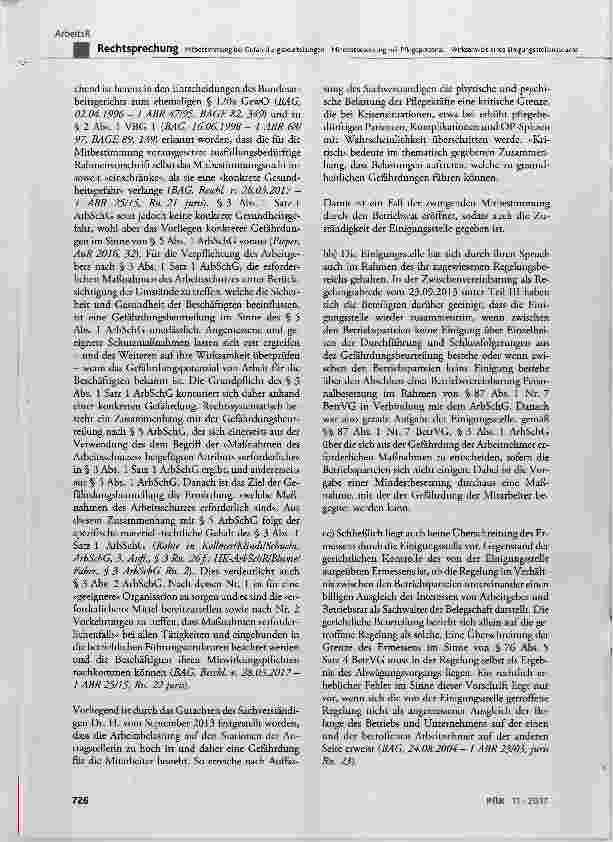Vorschauseite 5: Mitbestimmung bei Gefährdungsbeurteilungen Mindestbesetzung mit Pflegepersonal Wirksamkeit eines Einigungsstellenspruchs