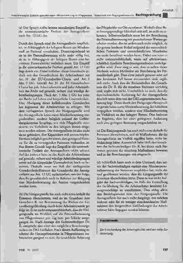 Vorschauseite 6: Mitbestimmung bei Gefährdungsbeurteilungen Mindestbesetzung mit Pflegepersonal Wirksamkeit eines Einigungsstellenspruchs