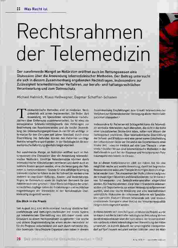 Vorschauseite 1: Rechtsrahmen der Telemedizin
