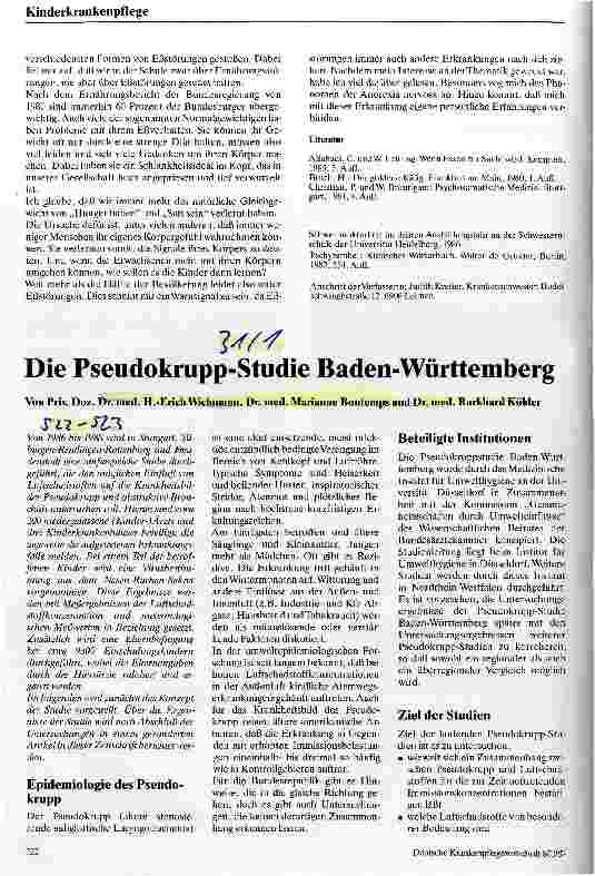 Vorschauseite 1: Die Pseudokrupp-Studie Baden Württemberg
