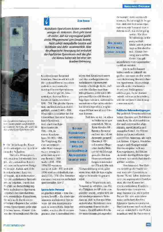 Vorschauseite 2: Die Qualität der Pflege beim ambulanten Operieren muss gesichert sein!