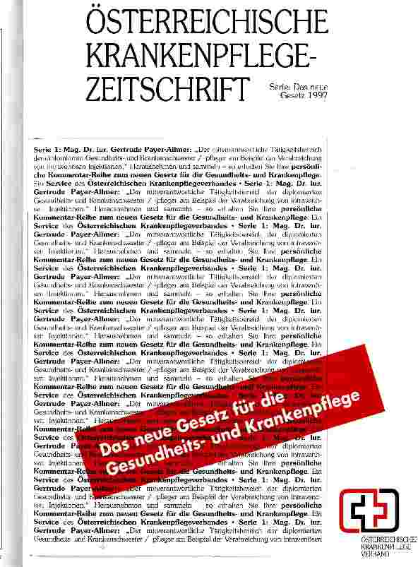 Vorschauseite 1: Das neue Gesetz für Gesundheitsund Krankenpflege - Serie 1 Der mitverantwortliche Tätigkeitsbereich der diplomierten Gesundheitsund Krankenschwester/-pfleger am Beispiel der Verab…