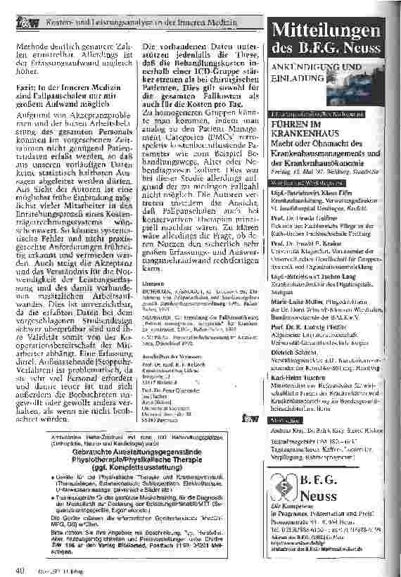 Vorschauseite 3: Kostenund Leistungsanalyse in der Inneren Medizin Polotprojekt der Krankenanstalten Gilead und der Universität Bayreuth