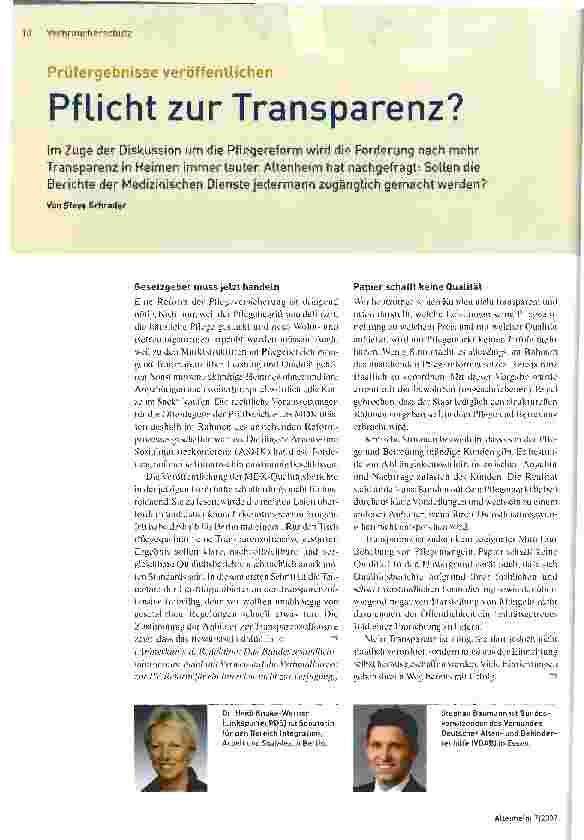 Vorschauseite 1: Pflicht zur Transparenz?