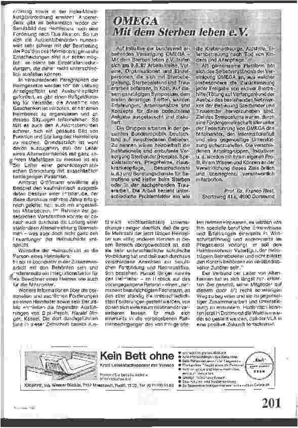 Vorschauseite 2: Der Verband der Leiter von Altenheimen (VLA) hat wieder Tritt gefaßt