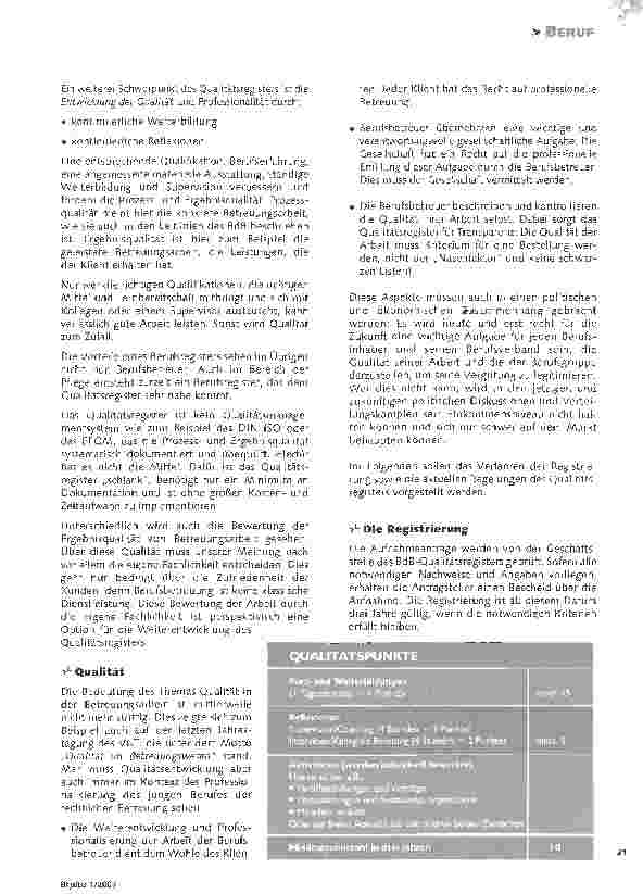 Vorschauseite 2: Vom Berufsregister zum Qualitätsregister
