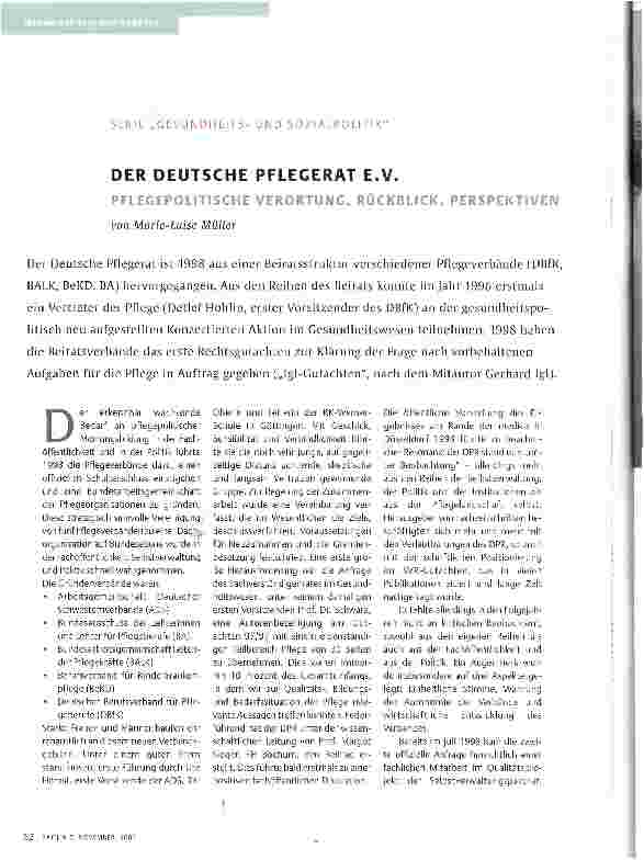 Vorschauseite 1: DER DEUTSCHE PFLEGERAT E.V.
