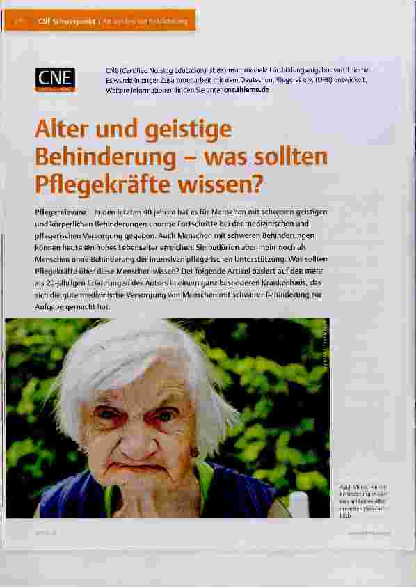 Vorschauseite 1: Alter und geistige Behinderung was sollten Pflegekräfte wissen?