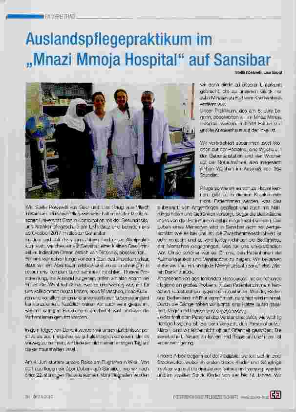 Vorschauseite 1: Auslandspflegepraktikum im „Mnazi Mmoja Hospital“ auf Sansibar