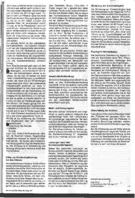 Vorschauseite 4: Die Pflege laryngektomierter Patienten und die beruflich-soziale Rehabilitation