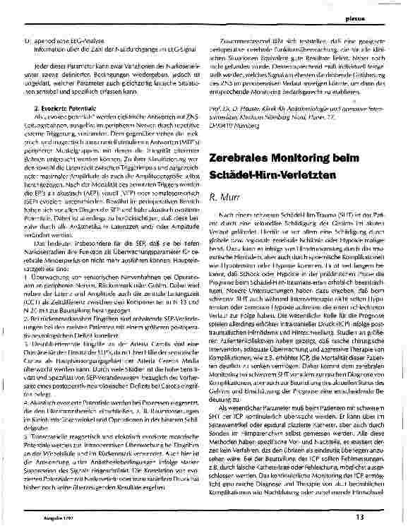 Vorschauseite 3: Monitoring der Hirnfunktion - Möglichkeiten und Grenzen