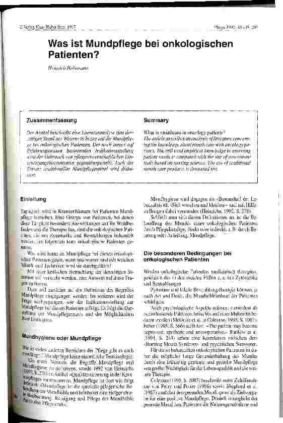Vorschauseite 1: Was ist Mundpflege bei onkologischen Patienten?