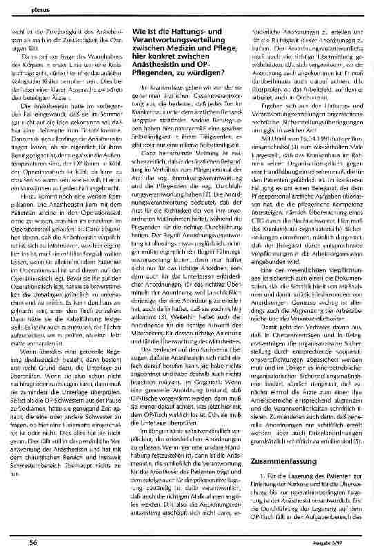 Vorschauseite 2: Schäden bei Lagerungen im Anästhesieund OP-Bereich: zur Verantwortlichkeit und zum Delegationsverhalten bzwe. Delegationsverschulden
