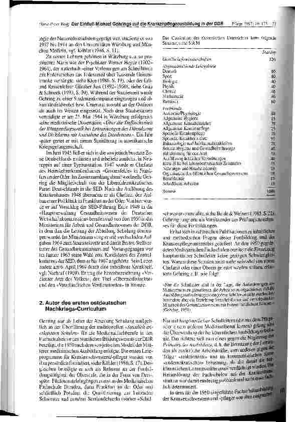 Vorschauseite 2: Der Einfluß Michael Gehrings ( 1918-1969) auf die Krankenpflegeausbildung in der DDR