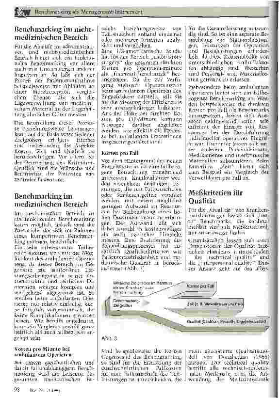Vorschauseite 3: Benchmarking als Management-Instrument Auch Krankenhäuser können von den Besten lernen