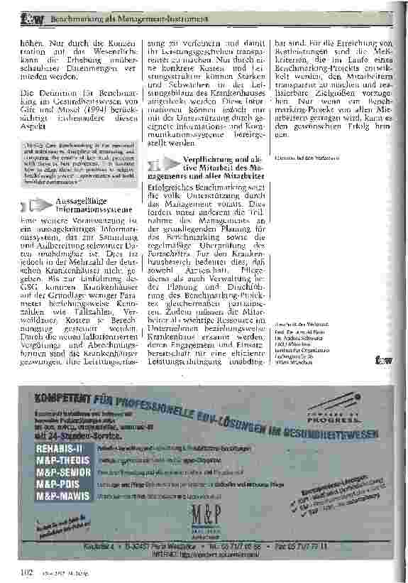 Vorschauseite 6: Benchmarking als Management-Instrument Auch Krankenhäuser können von den Besten lernen