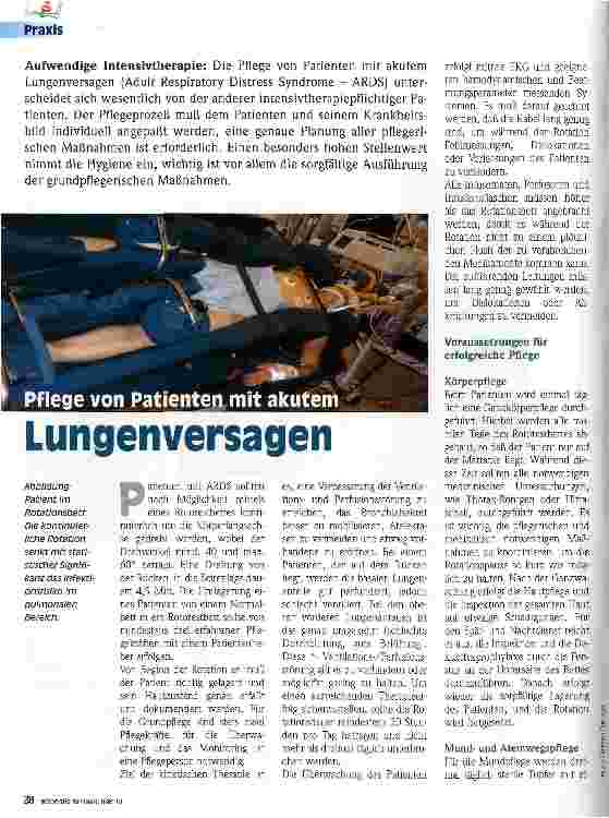 Vorschauseite 1: Pflege von Patienten mit akutem Lungenversagen Aufwendige Intensivtherapie