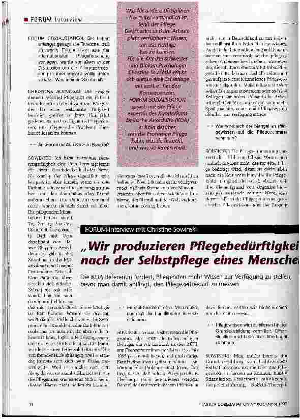Vorschauseite 1: Wir produzieren Pflegebedürftige, wenn wir nicht nach der Selbstpflege eines Menschen fragen Die KDA-Referentin fordert, Pflegenden mehr Wissen zur Verfügung zu stellen, bewor man…