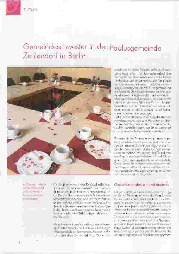 Vorschauseite 1: Gemeindeschwester in der Paulusgemeinde Zehlendorf in Berlin