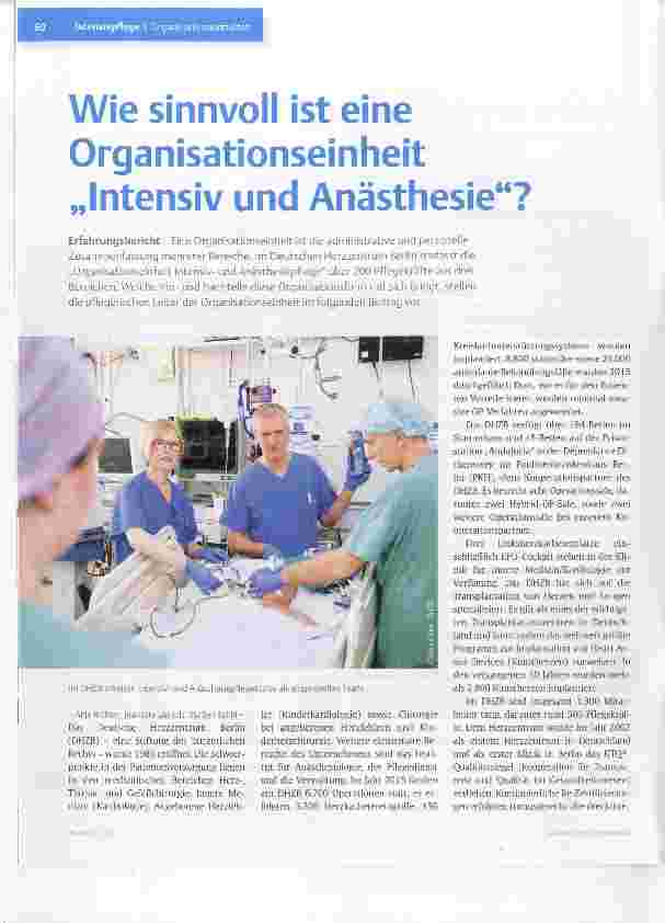 Vorschauseite 1: Wie sinnvoll ist eine Organisationseinheit Intensiv und Anästhesie?
