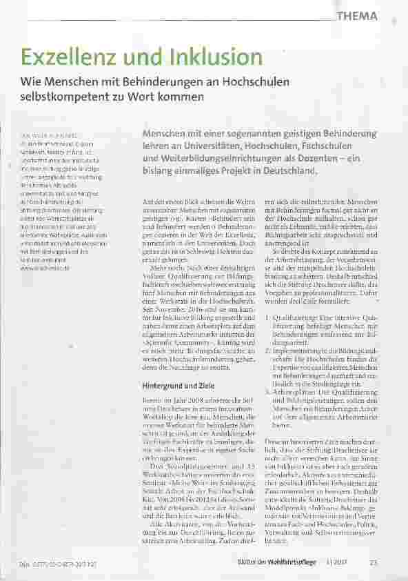 Vorschauseite 1: Exzellenz und Inklusion