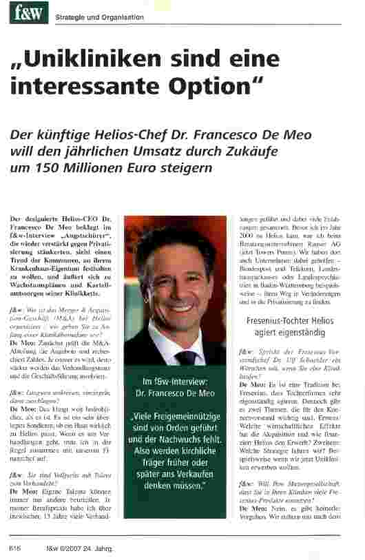 Vorschauseite 1: Unikliniken sind eine interessante Option