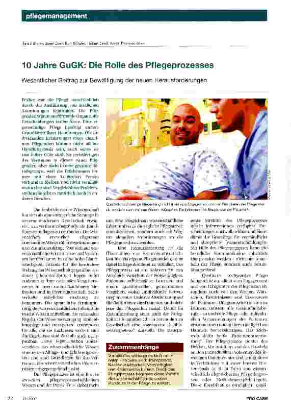 Vorschauseite 1: 10 Jahre GuGK: Die Rolle des Pflegeprozesses