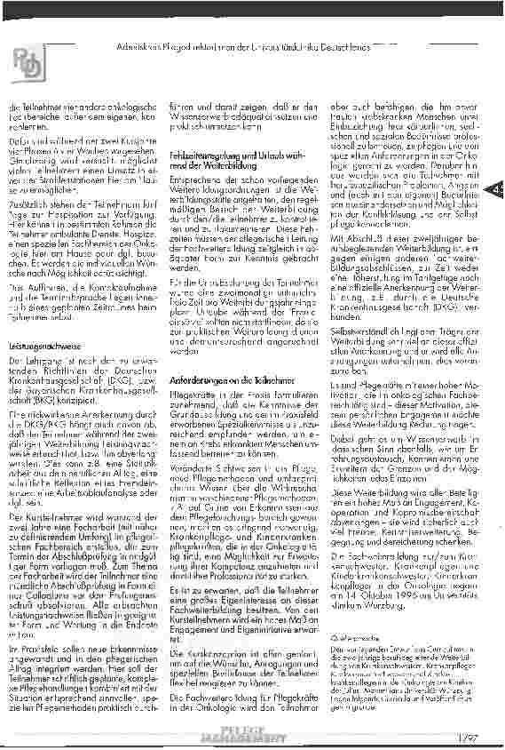 Vorschauseite 3: Die Fachweiterbildung zur/zum Fachkrankenschwester/pfleger in der Onkologie beginnt am Universitätsklinikum Würzburg
