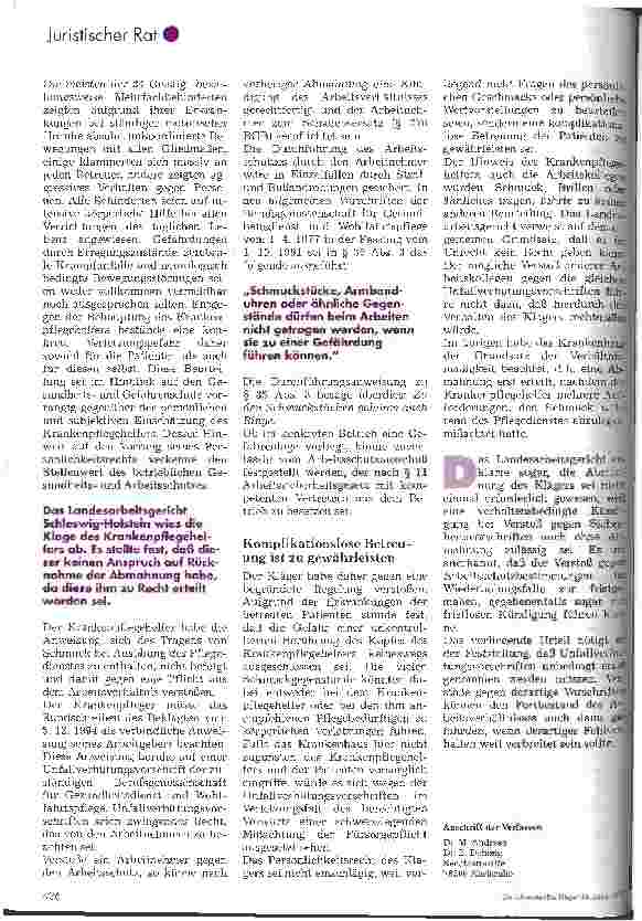 Vorschauseite 3: Schmuck - ein Abmahnungsoder Kündigungsgrund? Urteil des LAG Schleswig-Hostein vom 26. 11. 95 (4 Sa 447/95)