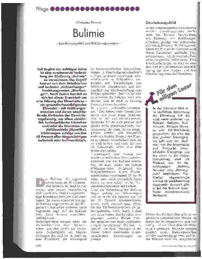 Vorschauseite 1: Bulimie Erscheinungsbild und Erklärungsansätze